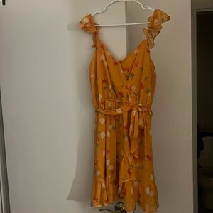 LC Lauren Conrad mustard yellow floral print summer dress. Never worn. Tags on.